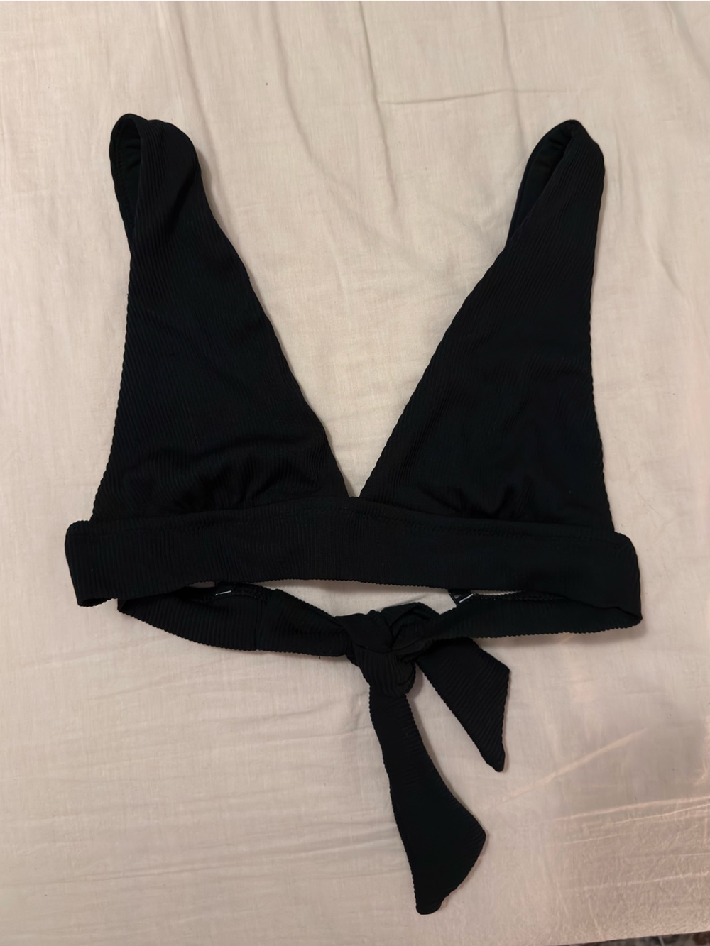 Aerie Ribbed Tie Longline Triangle Bikini Top